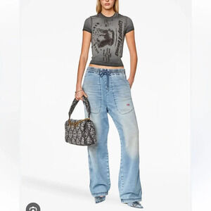 DIESEL D-Martians-NE 068FK Track Wide Leg Jeans Size S
